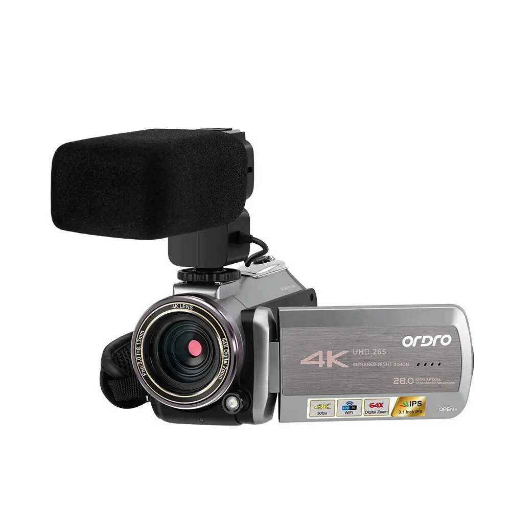 Bundle C Видеокамера с настоящим 4K Wifi 64X цифровым зумом 30FPS с ночным видением ORDRO AZ50 со стерео микрофоном стабилизатор - Цвет: Bundle C