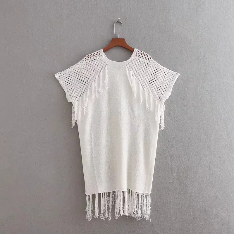 Летнее Новое Сетчатое привлекательное Милое трикотажное пляжное платье в