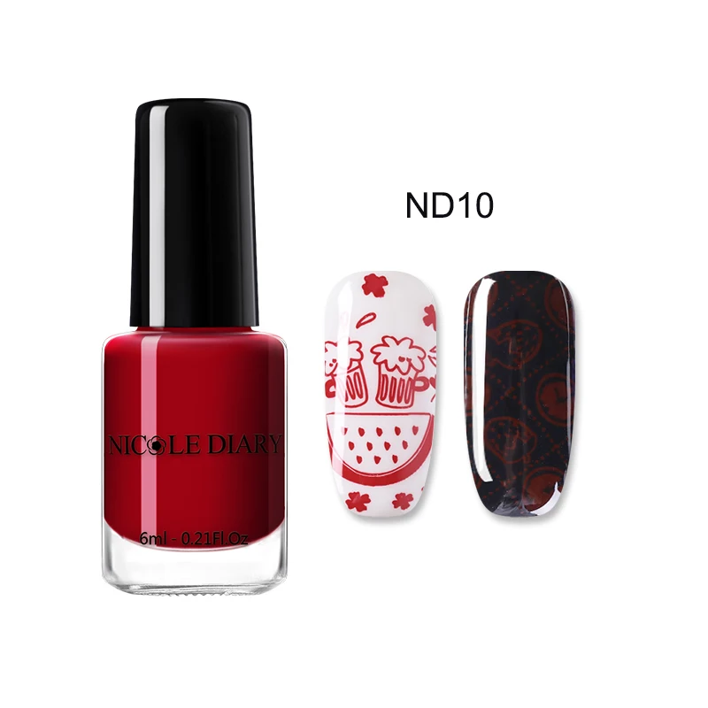 6ml ND10 NICOLE дневник тиснение лак для ногтей лак Черный Золотой Серебряный красочный маникюр Дизайн ногтей пластина печать лак - Цвет: 6ml ND10
