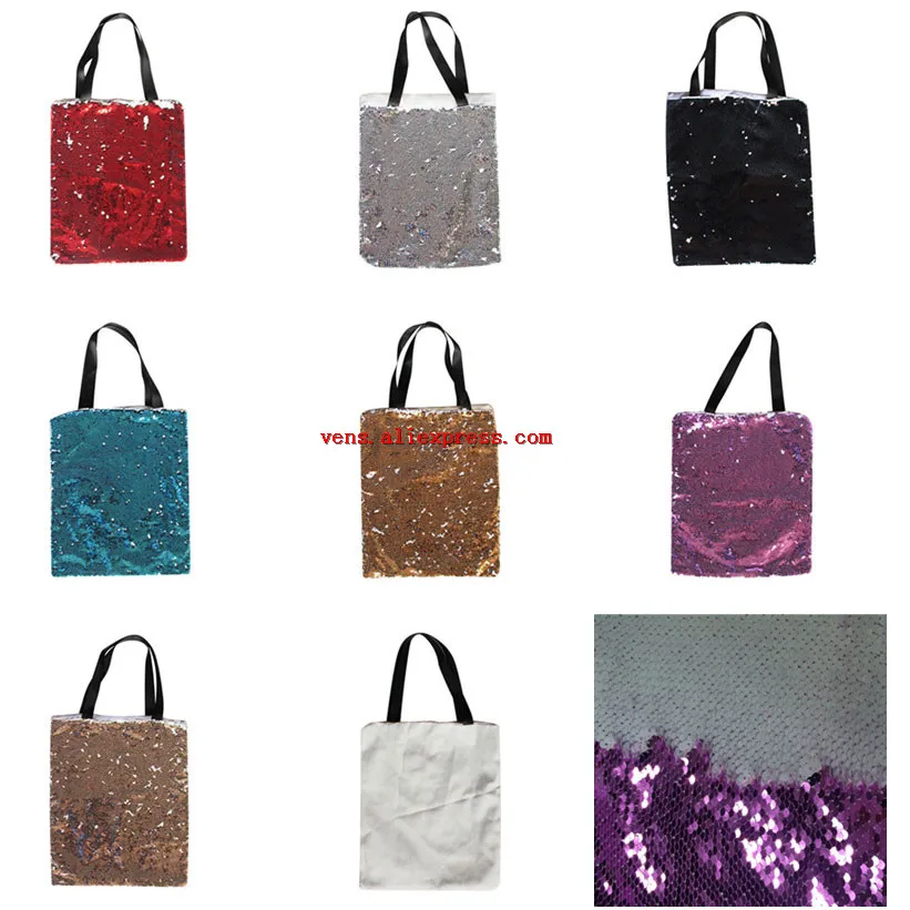 

sublimation sequins blank tote bags storage bags hot transfer printing diy bag consumables 10pcs/lot hot style