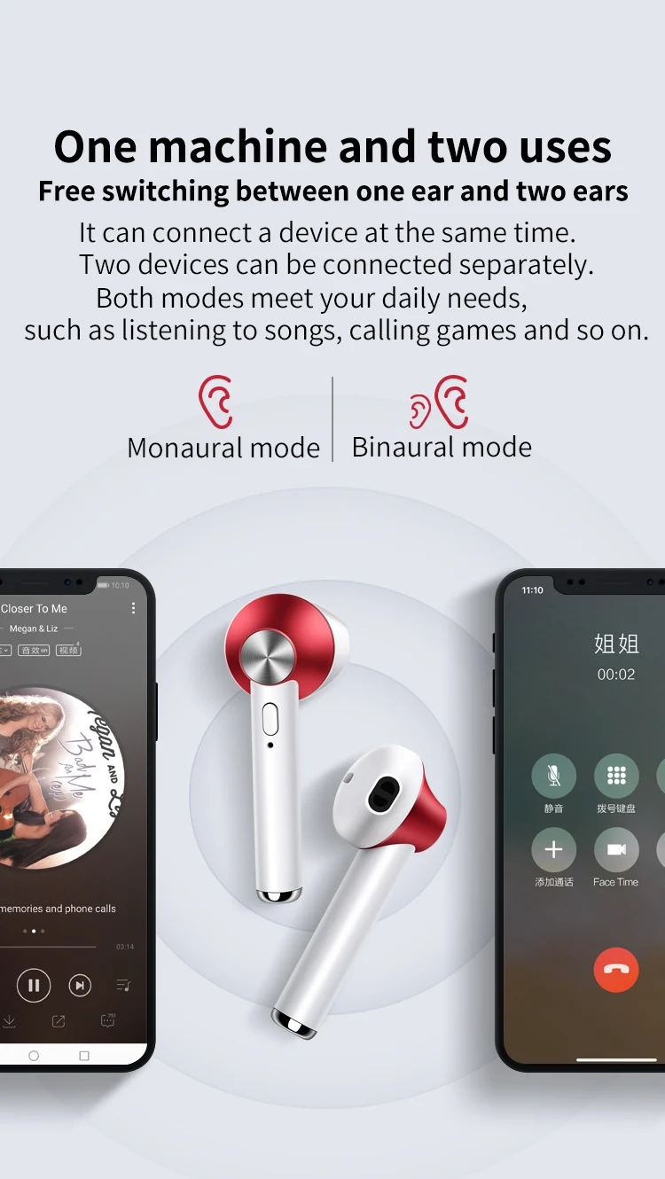 True Wireless Stereo Earphone Ear Hook Running Sport Bass Sound Portable Headset With Mic For Iphone Xiaomi Huawei Mobile Phone