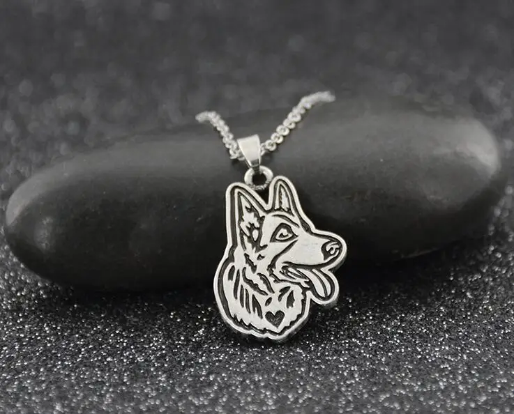 German Shepherd Винтажное серебряное ожерелье 11 стилей для собак, домашних животных, французский бульдог, бигль, сибирская шелуха, ожерелье с подвеской для женщин, Длинная цепочка из нержавеющей стали - Окраска металла: German Shepherd