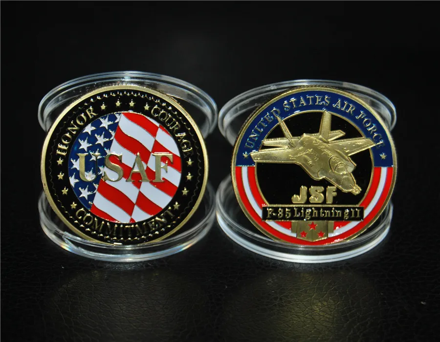 

United States Air Force Challenge Coin F 35 Lightning Finished In 24k Gold .999