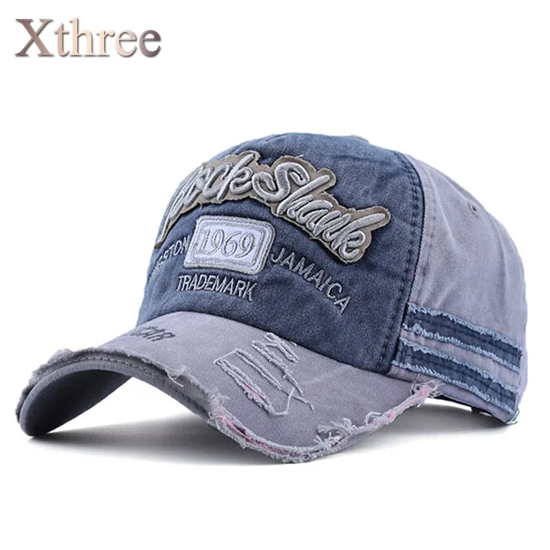 Серый Xthree популярная Ретро бейсболка облегающая Кепка snapback шляпа для мужчин gorras Повседневная Кепка с вышитыми буквами - Цвет: Серый