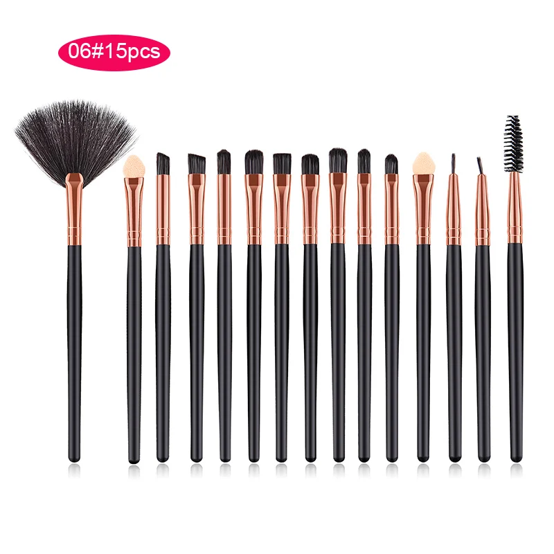 Golden 15pcs Горячая подводка для глаз бровей губ наборы теней кисти макияж глаз консилер набор кистей макияж - Handle Color: Golden 15pcs