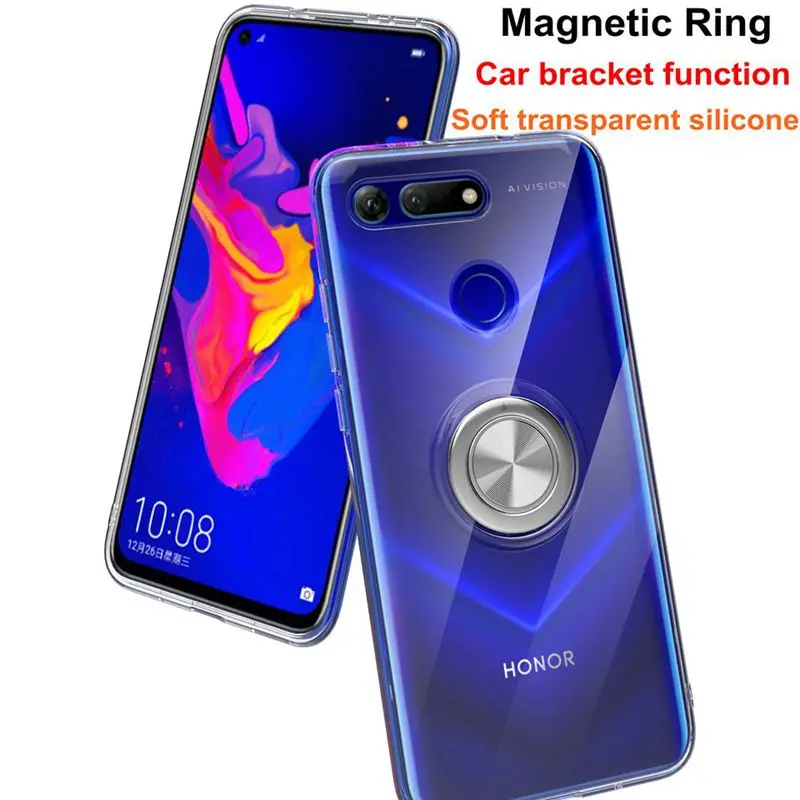 Роскошные автомобильные чехлы с кольцом держателем для Huawei Honor V20 Мягкий