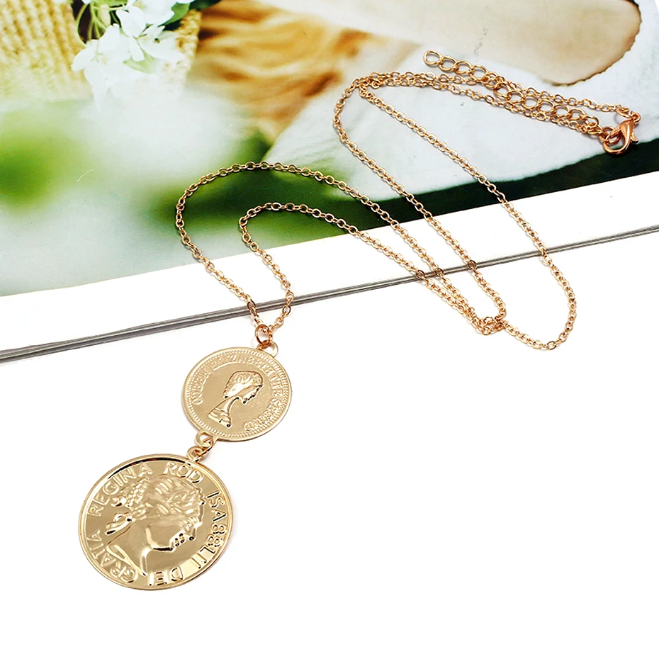 Эверлид очаровательные монеты Массивное колье трендовая многослойная цепочка