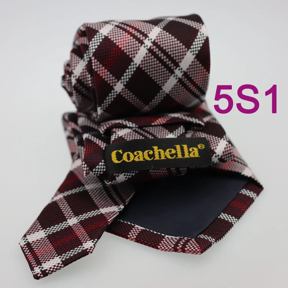 Мужской галстук Coachella темно-красный из 100% чистого шелка с белыми сетками тканый в
