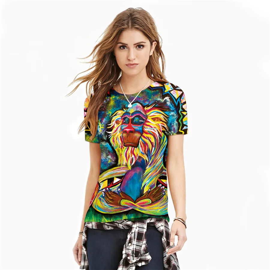 Женская футболка с круглым вырезом и коротким рукавом принтом для занятий