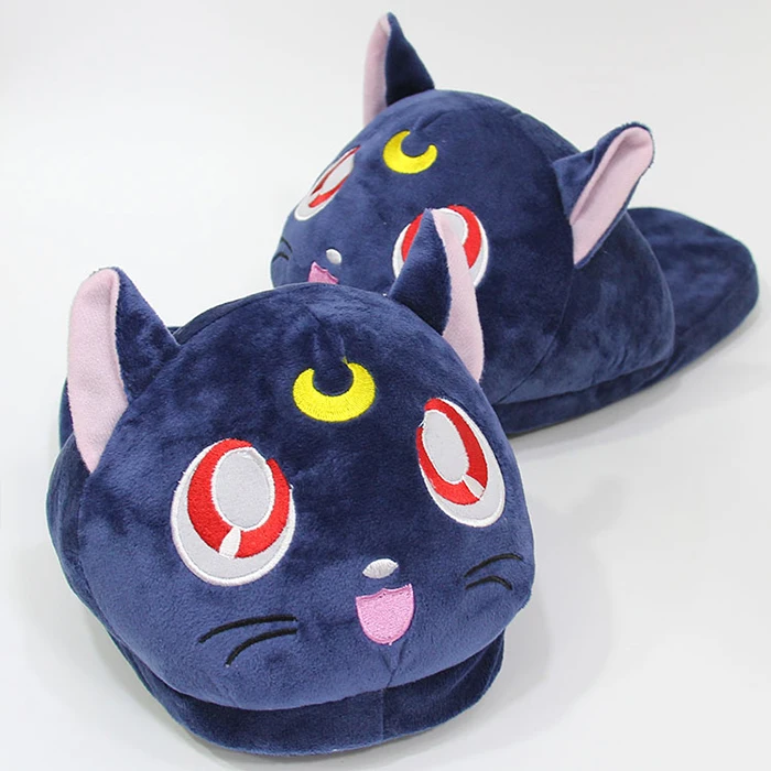 Игрушки из аниме Сейлор Мун плюшевые тапочки Luna мягкие кукольные туфли|Персонажи