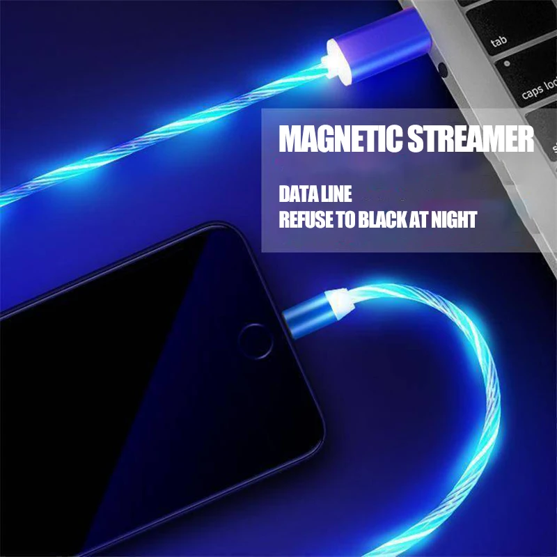 Светодиодный магнитный кабель Micro USB для быстрой зарядки, кабель usb type C для iphone 11 Pro Max, huawei P30 Pro, волшебный светильник, кабель для зарядки