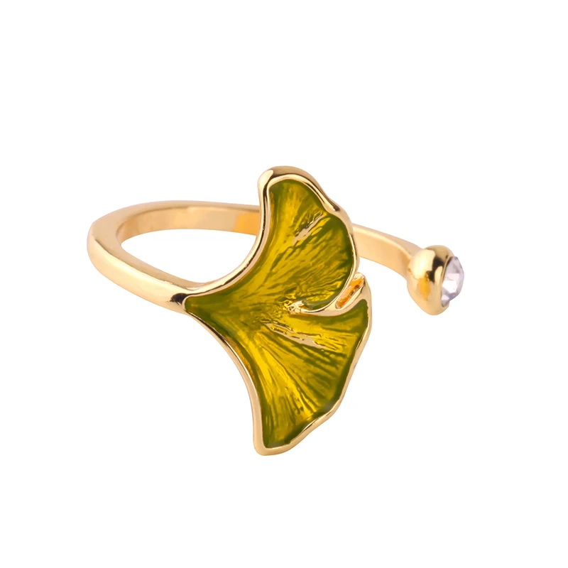 Женские серьги кольца в виде листьев желто зеленого цвета винтажный корейский