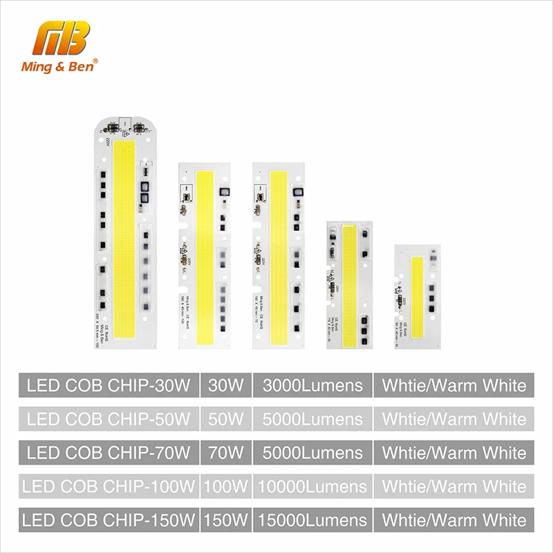 Светодиодный COB чип для лампы 20 Вт 30 50 70 100 150 220 В переменного тока 110 IP65 Smart IC