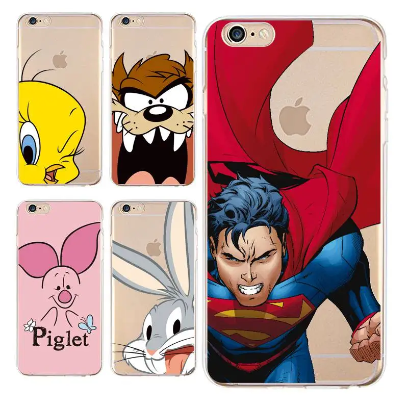 Piglet Soft Clear TPU Phone Case For iPhone 4/4s 5 5s 6 6plus 7 8plus x Duck Coque Rabbit Eeyore Cover Free Shipping | Мобильные
