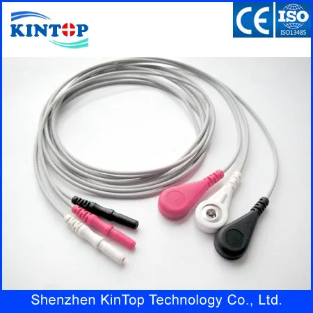 10 компл./лот совместимый Новый рекордер holter ECG leadwire Стандартный DIN стиль 3 поводка