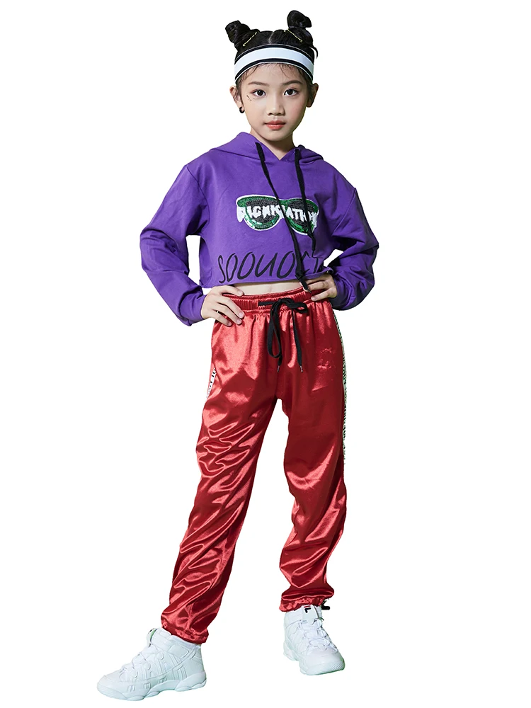 

children's street dance Sets girls hip hop modern dance costume long-sleeved costumes exercise clothes jazz dance costumes