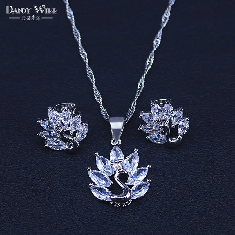 Jewelry Sets 925 пробы, серебряная красивая корона, подвески, ожерелье для женщин/девушек, вечерние аксессуары, милые животные, дизайн, дамские подарки, ювелирные изделия - Окраска металла: Jewelry Sets