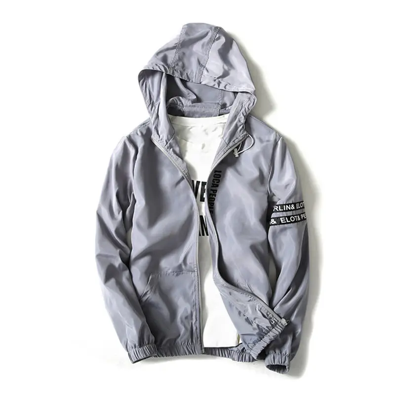 Jackets Men 2018 Summer New Thin Breathable Fashion Letter Hooded Clothing Mixed Color Plus Size M-4XL | Мужская одежда