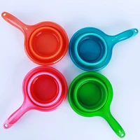 new folding silicone pet bowl multi function folding measuring spoon can clip food bags water bowl measuring cup