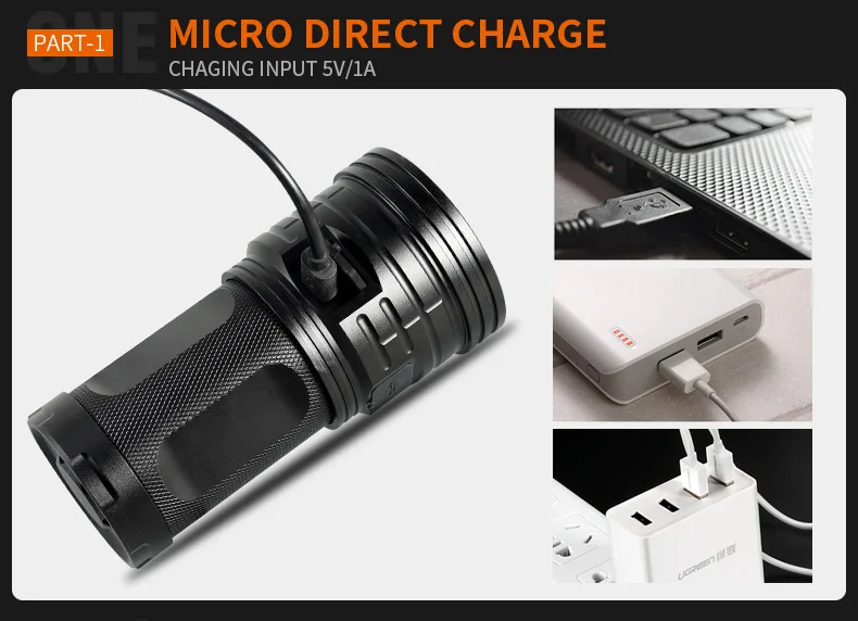 Ультра яркий T6 светодиодный фонарик мощная лампа usb Зарядка 18650 прожектор Torcia факел Фонарь для кемпинга охота велосипед свет