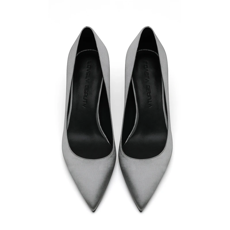 10cm Heel Height Новые женские брендовые туфли-лодочки с острым носком на тонком каблуке; офисные женские шелковые туфли; женские весенние туфли-лодочки для работы; большие размеры 34-40; F0041 - Цвет: 10cm Heel Height