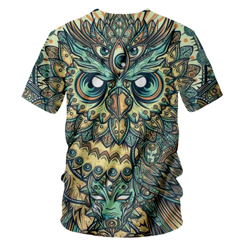CJLM Fashion Short Sleeve Owl Printed Men Tshirt Cool Funny Men's Tee Shirts Tops Summer T-shirt Quick Dry Casual T Shirt Unisex | Мужская