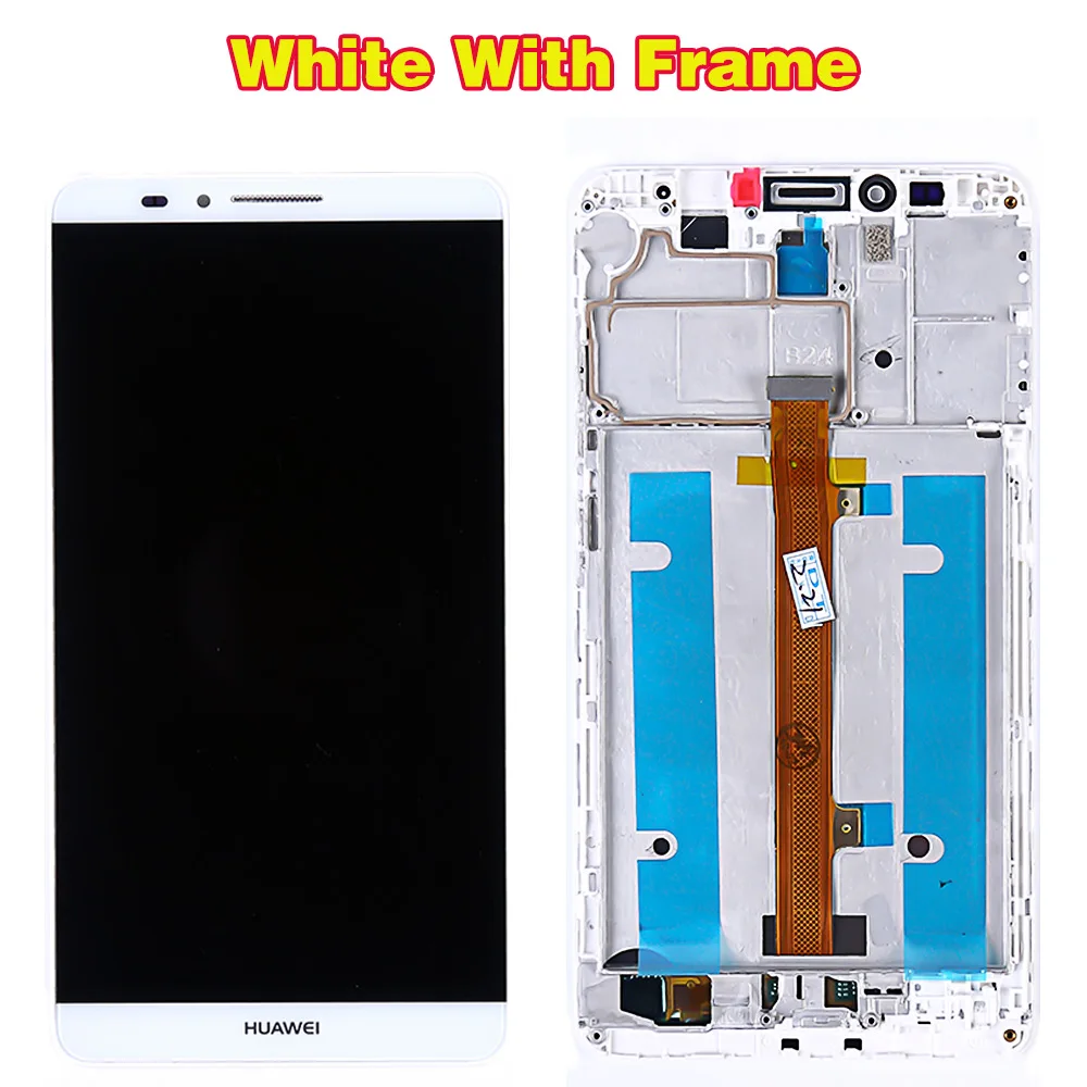 White with Frame Huawei mate 7 ЖК-дисплей сенсорный экран дигитайзер панель в сборе 6,0 дюймов 1920*1080 рамка с бесплатным закаленным стеклом и стеклом - Цвет: White with Frame