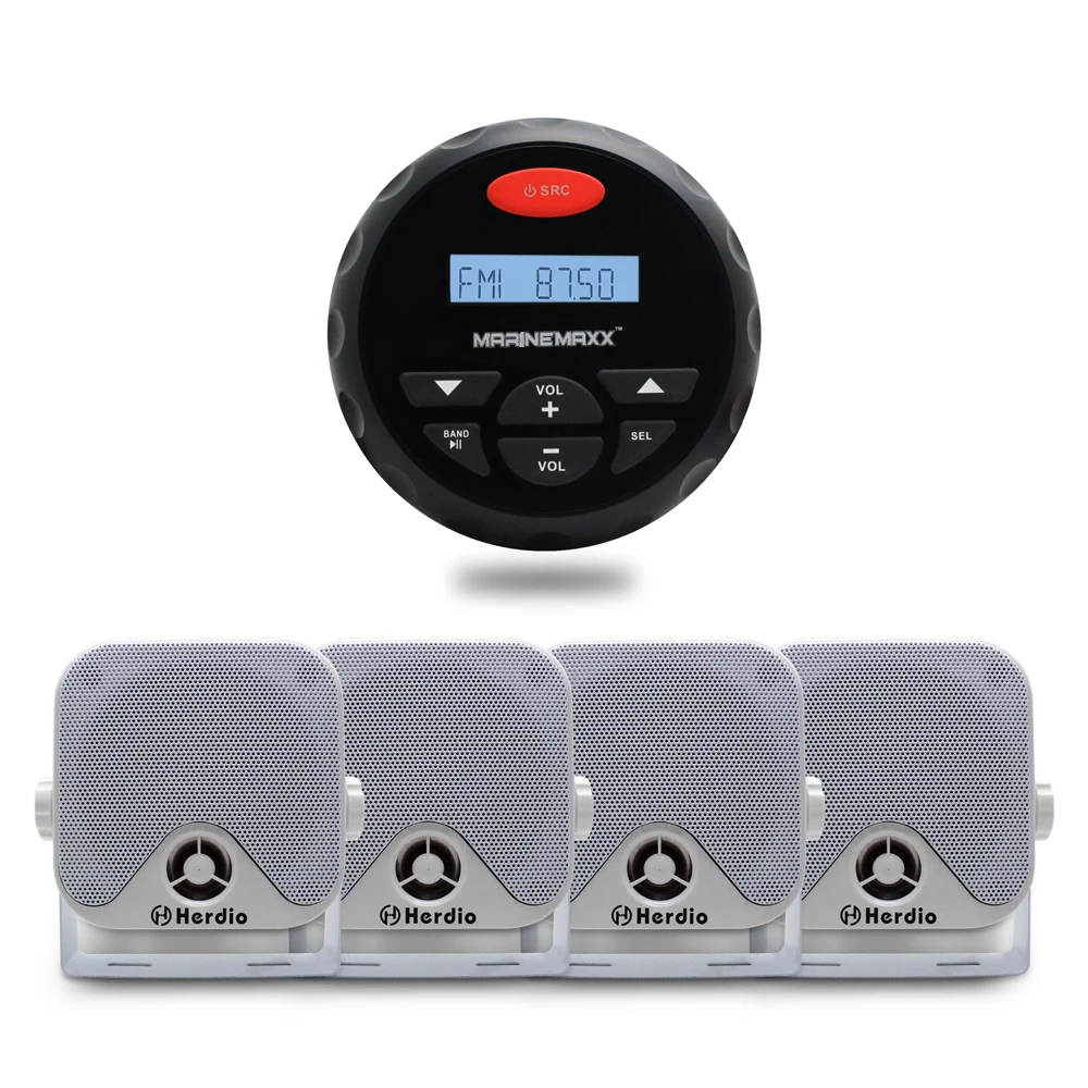 

2 Pairs Marine Waterproof Box Speaker Outdoor Boat Speakers Marine Bluetooth Audio MP3 Player Radio FM AM Stereo For ATV UTV
