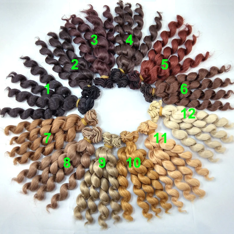 

1 piece 15cm brunette blonde black brown natural color small curly doll wigs for 1/3 1/4 1/6 BJD SD AOA diy hair