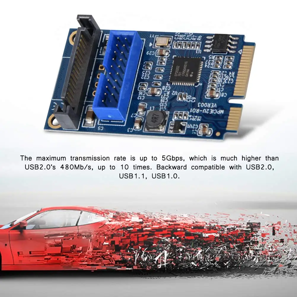 2019 New Arrival MINI PCI-E to 2Port USB 3.0 19 Pin Converter Adapter Desktops Extender Card |