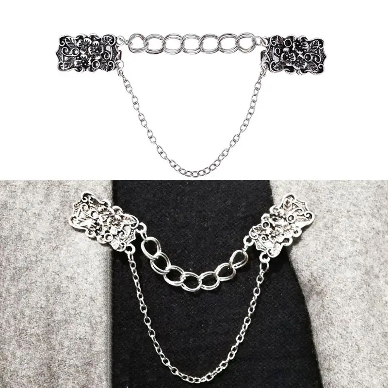 3 шт. ретро свитер зажим для шали Кардиган платье цветочный воротник цепочка