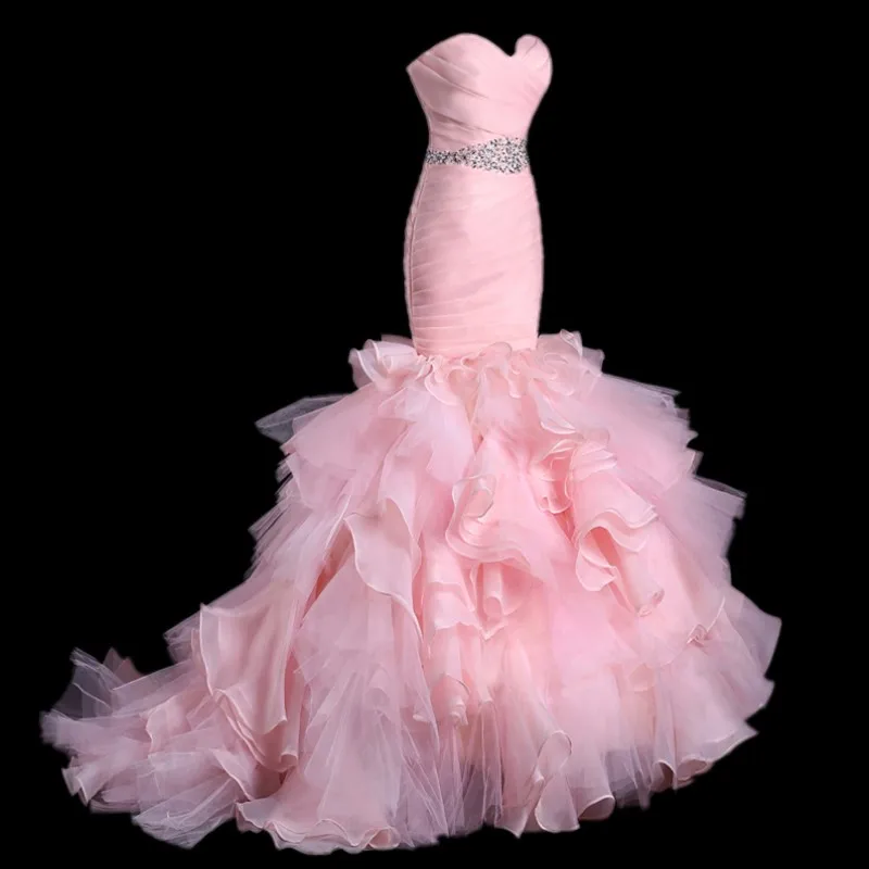 Свадебное платье из органзы светло розового белого и красного цвета свадебное со