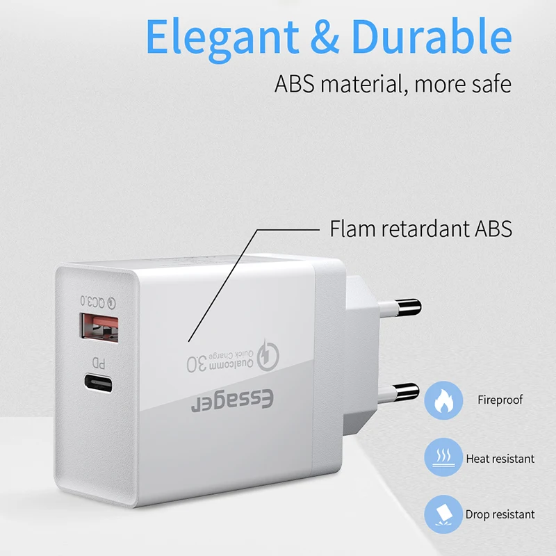 Type c PD 36 Вт QC3.0 FCP протокол с двумя портами USB быстрая зарядка 3 0 портативное