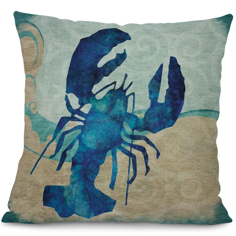 Синяя морская черепаха осьминог море Лошадь Медузы узор Подушка Чехол