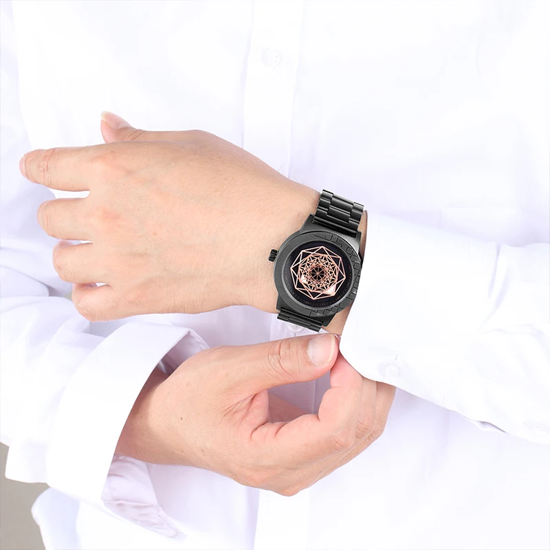 Часы наручные SKONE Мужские кварцевые со стальным ремешком и циферблатом в виде