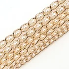 Алюминиевые витые цепочки с круглыми жемчужинами цвета шампанского, 4 мм, 6 мм, 8 мм для бижутерии, фурнитура для поделок