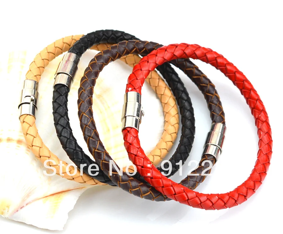 Бесплатная Доставка 40 шт. Смешивать-цвета 6 мм Плетеный Натуральная Кожа