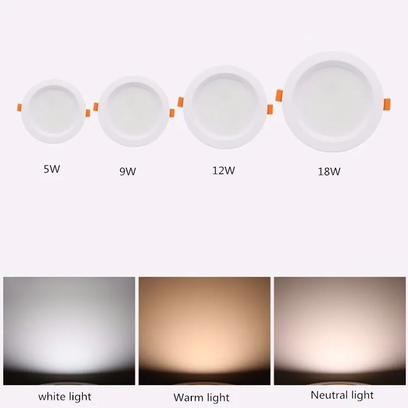 LED Downlight 3W 5W 7W 9W 12W 18W Round Recessed Lamp 220V 230V 240V Led Bulb Bedroom Kitchen Indoor LED Spot Lighting