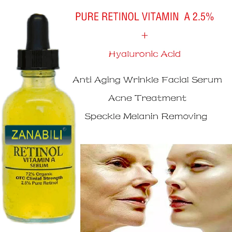 

Pure Retinol Vitamin A 2.5% + Hyaluronic Acid Skin Care Acne Cream Removal Spots Facial Serum Anti Wrinkle Whitening Face Cream