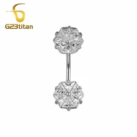 men women body piercing jewelry double side belly button rings 14g titanium navel bar crystal navel ring