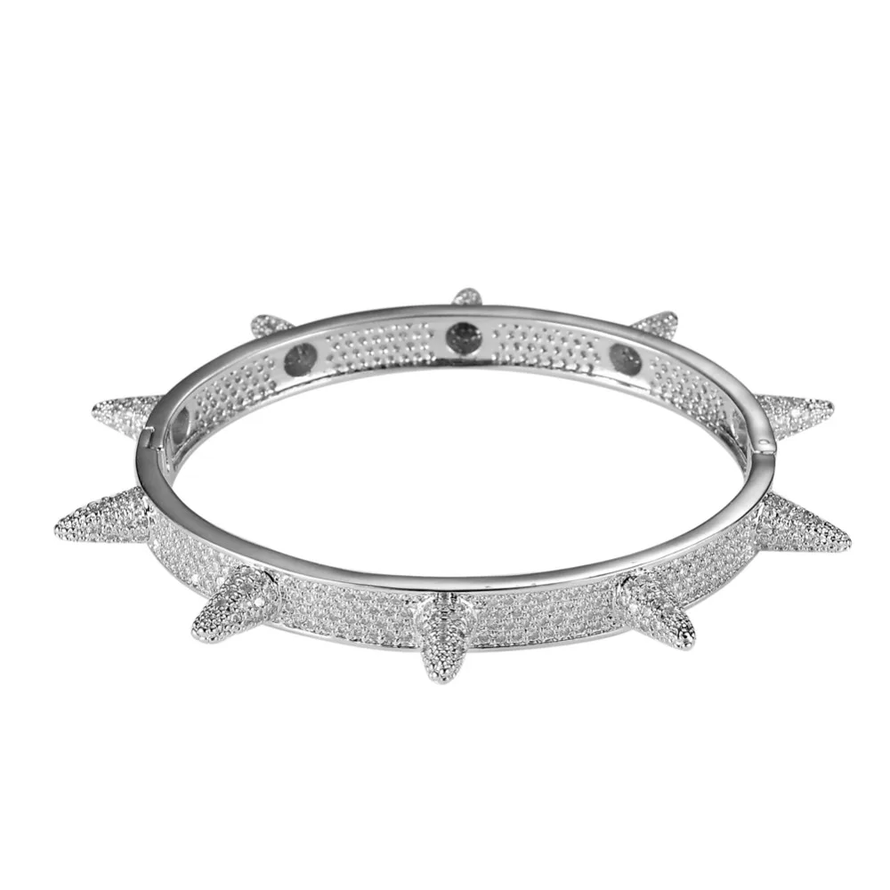 Хип-хоп Iced Out Bling открывающийся браслет для женщин и мужчин ювелирные изделия Медь CZ камень панк браслет B013