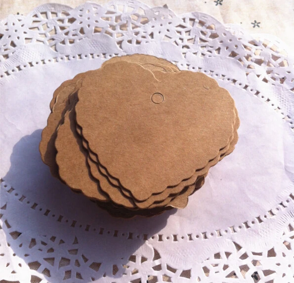 

Free Shipping 500pcs/lot Size 5.8*5.5cm Wave Lace Heart Shape Hang Tag/ Gift Tag/ Price Tag 350G Kraft Paper Made