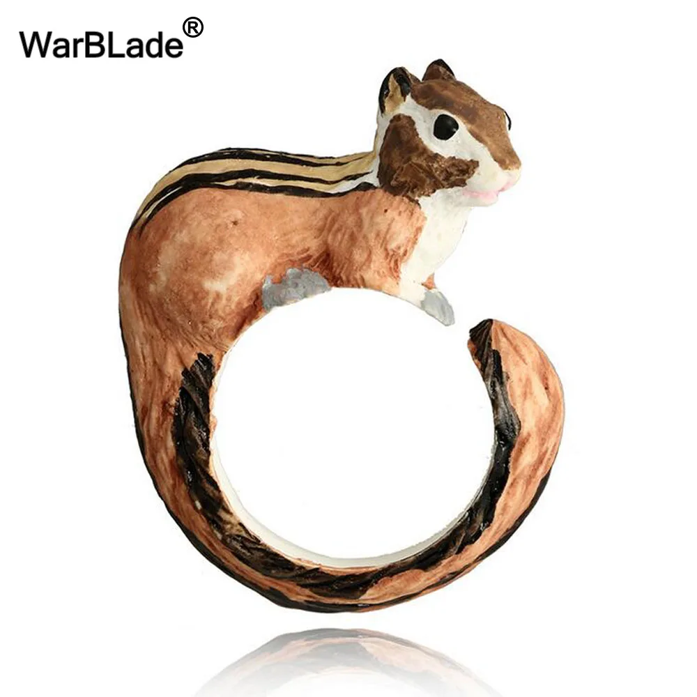 squirrel WarBLade 10 шт. милые розовые кольца в виде свиньи 3D животных кольца на палец милый Бульдог для кошек, собак, кроликов, панды мультфильм Смола манжета кольцо ювелирные изделия - Цвет основного камня: squirrel