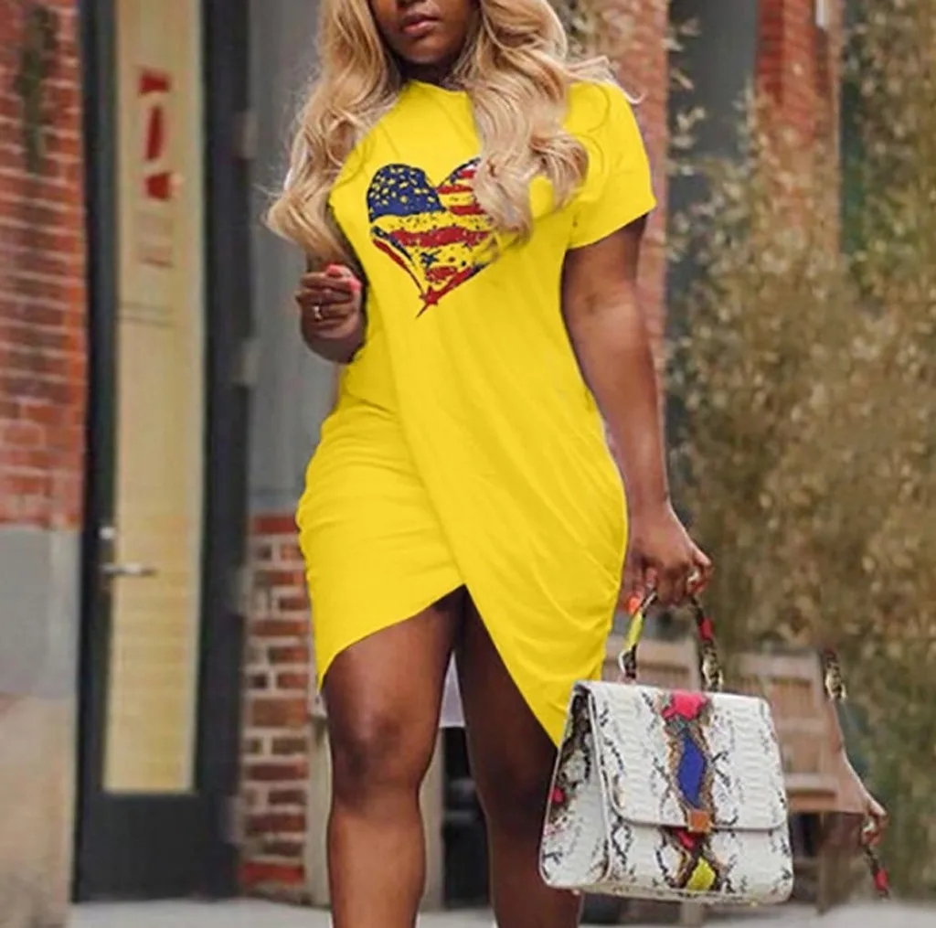 JAYCOSIN/горячая распродажа женское Повседневное платье с принтом в виде сердца и