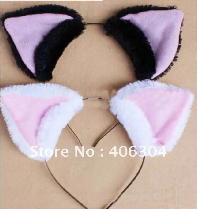 Бесплатная доставка плюшевый Косплей Черный/Белый Лисий ушной ободок для волос
