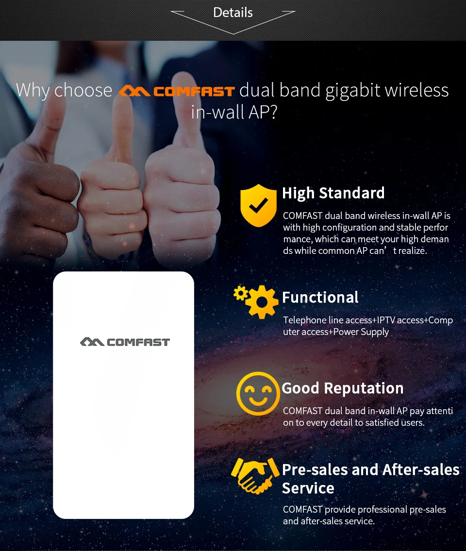 Настенный роутер COMFAST 1200Mbs 2 4 ГГц 5 8 двухдиапазонный беспроводной Wi Fi Wave2 точка