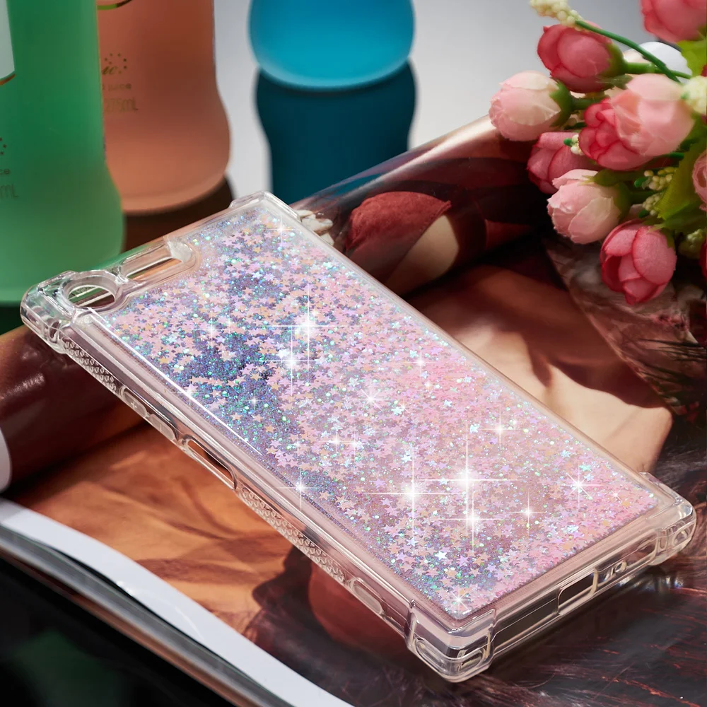 Блестящий чехол для Sony Xperia XZ Premium милый блестящий телефона с динамическим песком