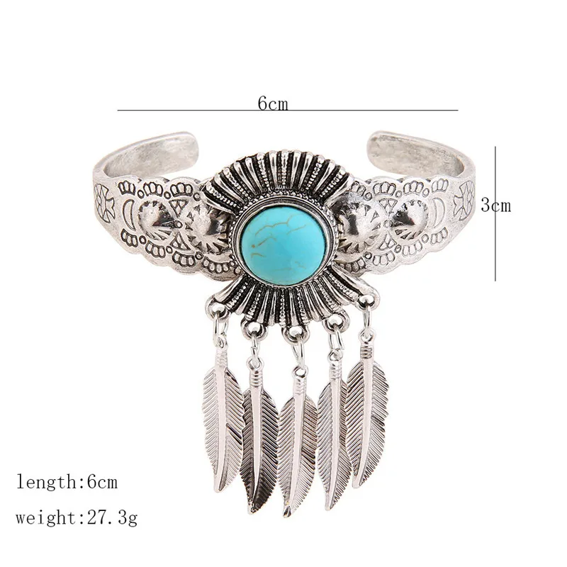 Винтажный открытый браслет в стиле бохо для женщин этнический с подвесками виде
