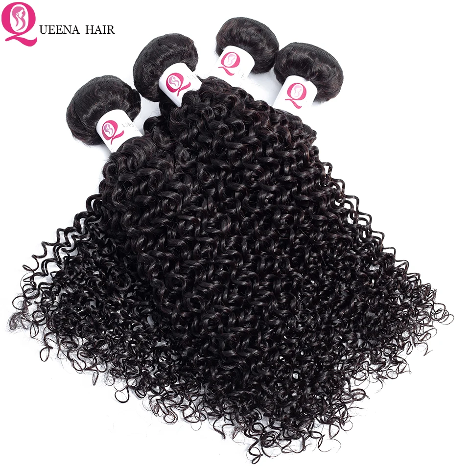 Queena дешевые 8a Remy бразильские кудрявые вьющиеся волосы пряди натуральных волос