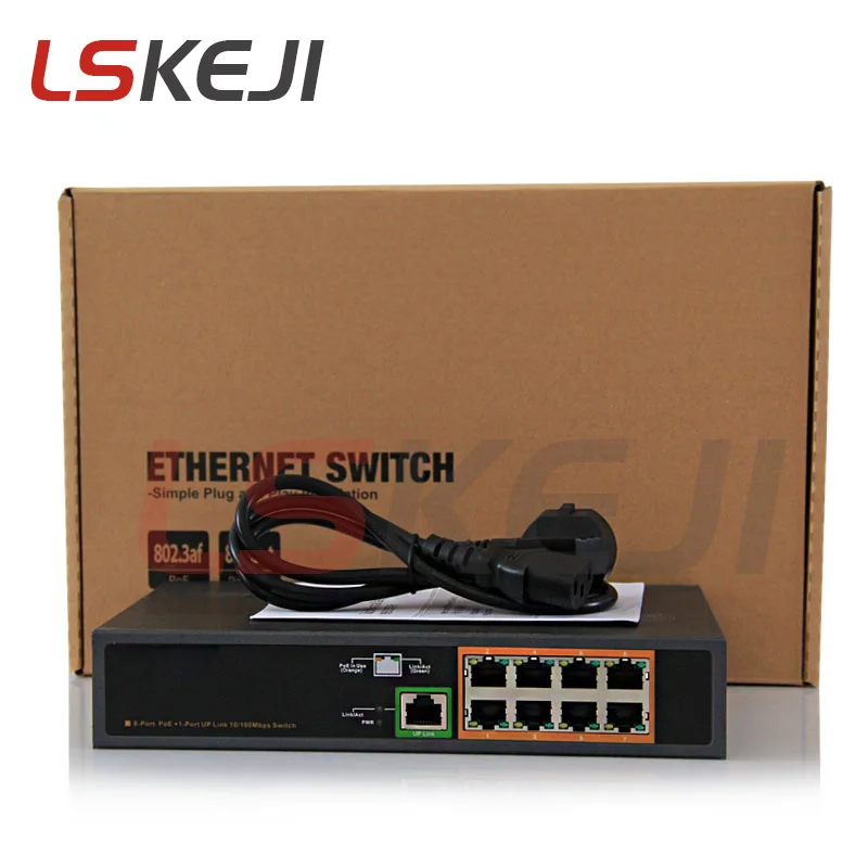 Сетевой коммутатор для IP-камеры 8 каналов Поддержка IEEE 802.3af 48 В | Безопасность и